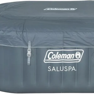 Coleman SaluSpa Atlantis AirJet 4 to 6 Person Inflatable Hot Tub Square Portable Outdoor Spa with 140 Soothing Jets with Cover, Blue