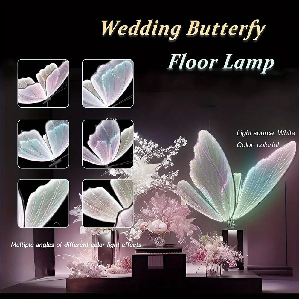 2-Pack Romantic Butterfly Floor Lamp with LED Lights, White & Gold Options, for Wedding, Party, Home Decor, Hanging Chandelier (Multiple Sizes, US Plug)