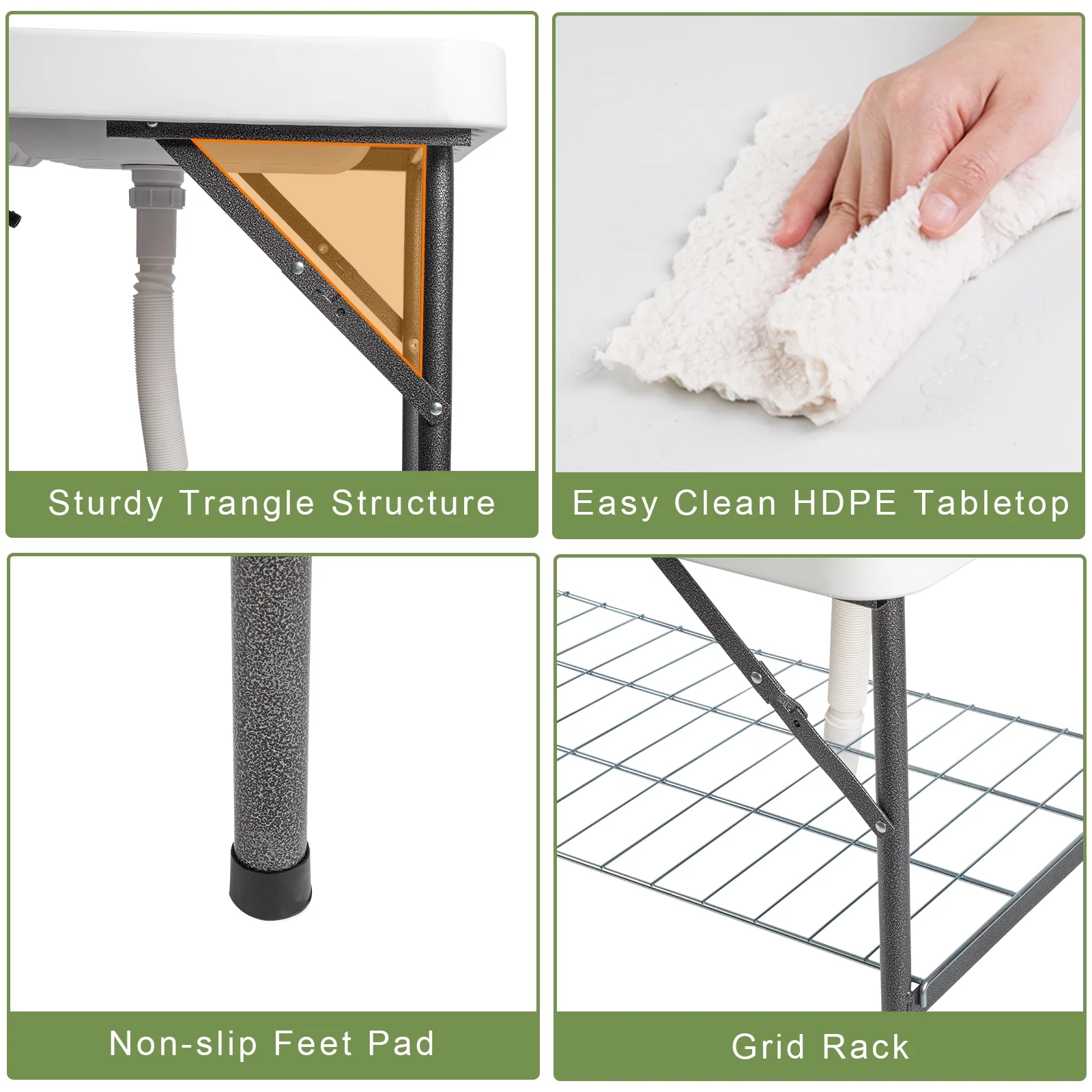 Ktaxon Portable Folding Table Fish Fillet Hunting Cleaning Cutting Camping Picnic with Sink Faucet