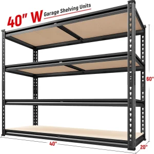 HXYHJ 40" W Garage Shelving Heavy Duty 2000LBS Storage Shelves Heavy Duty Adjustable Metal Shelves 4 Tier Metal Shelving for Closet Pantry, 40" W*20''D*60''H