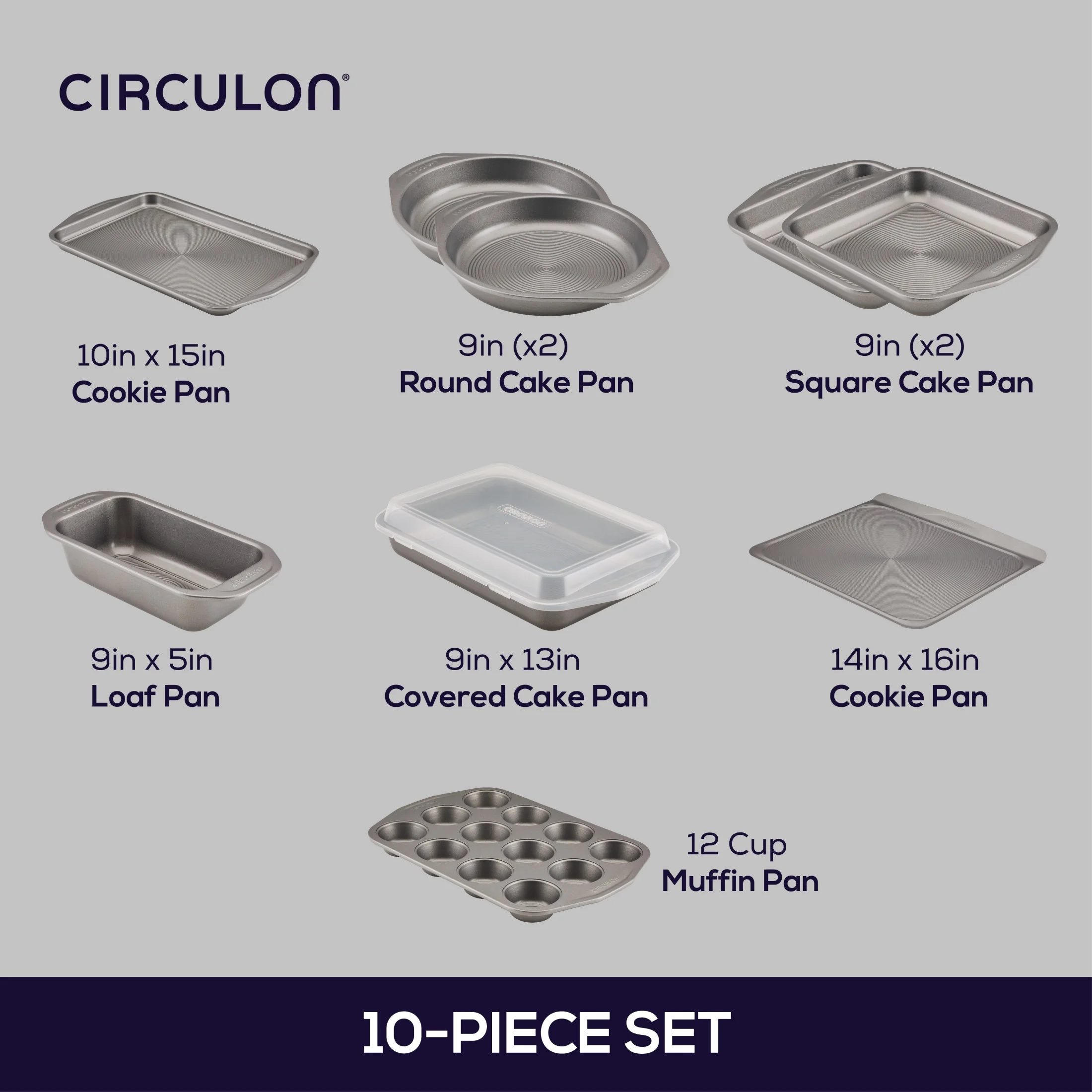 Circulon Total Nonstick Bakeware Set, 10-Piece