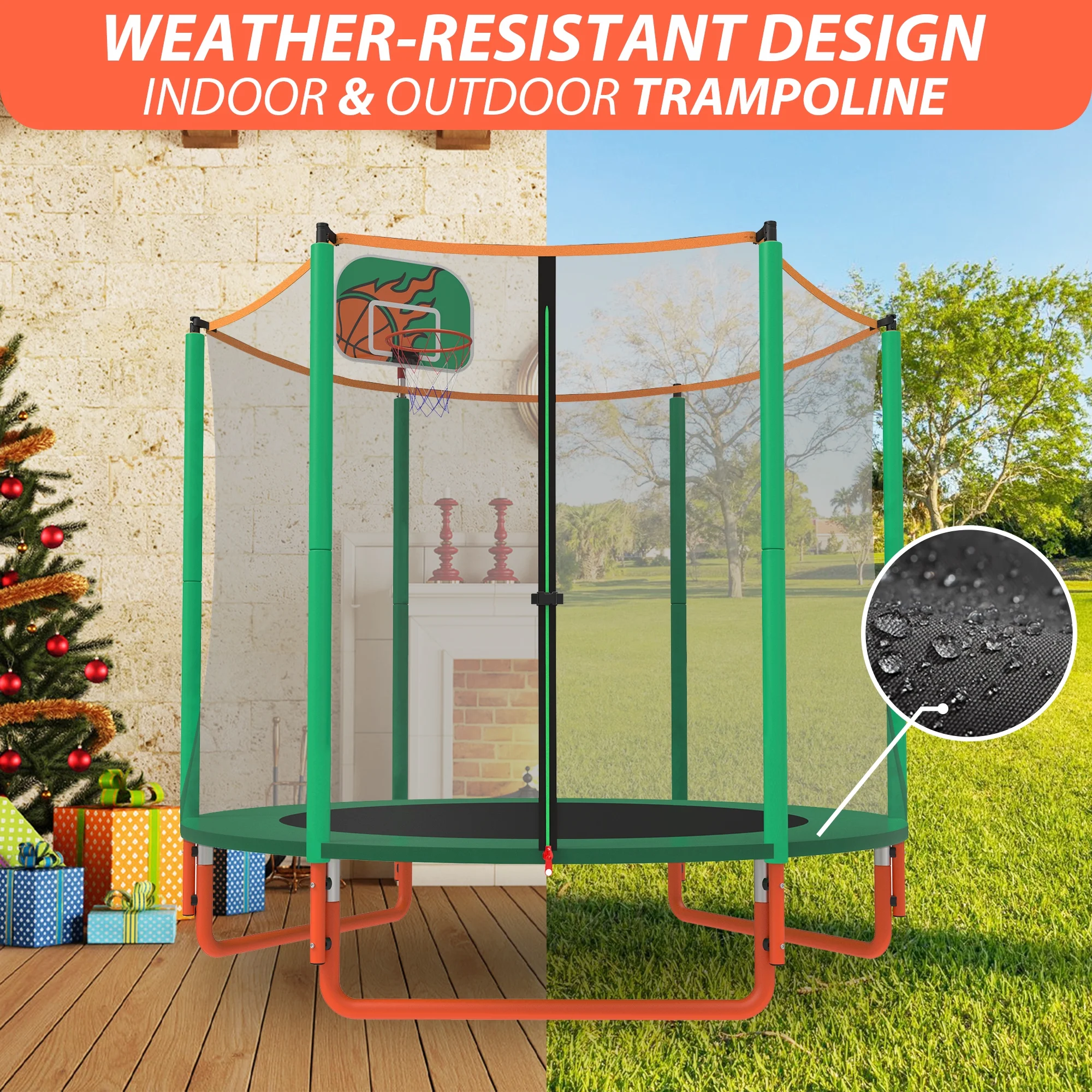 CITYLE Trampoline for Kids, No Gap Design 600LBS 66'' 5.5FT Toddler Trampoline Indoor Outdoor with Basketball Hoop, Mini Small Trampoline with Enclosure, Christmas Gifts for Toddlers, Boys & Girls