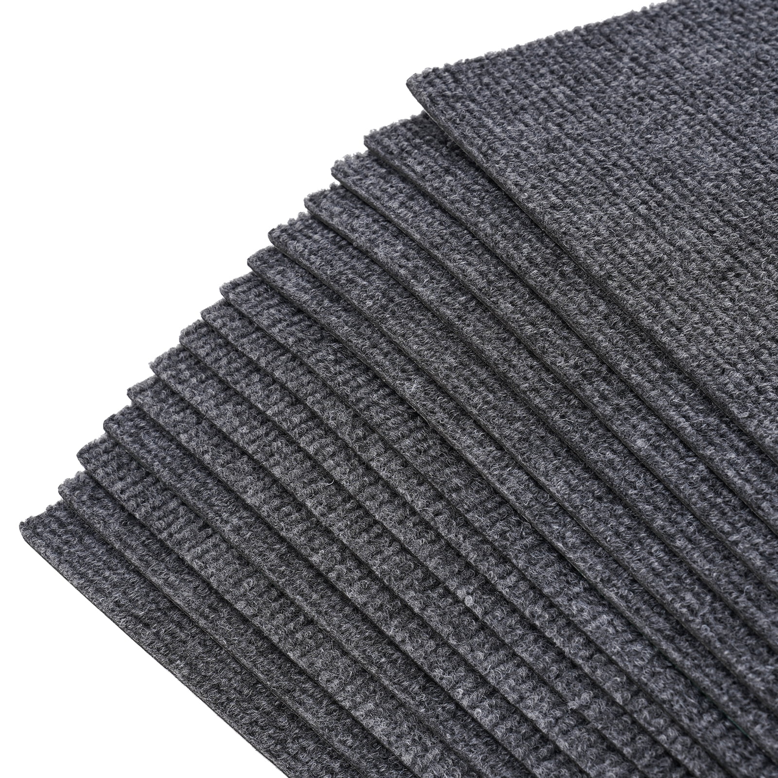 Dark Grey Carpet Tiles 24x24in, Low-Maintenance Polyester Fiber, Self-Adhesive 15-Pcs Set with Effortless Cleaning, Suitable for Hotels & Warehouses