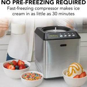 Whynter 2.1 Qt Ice Cream Maker, Built-In Compressor, Stainless Steel
