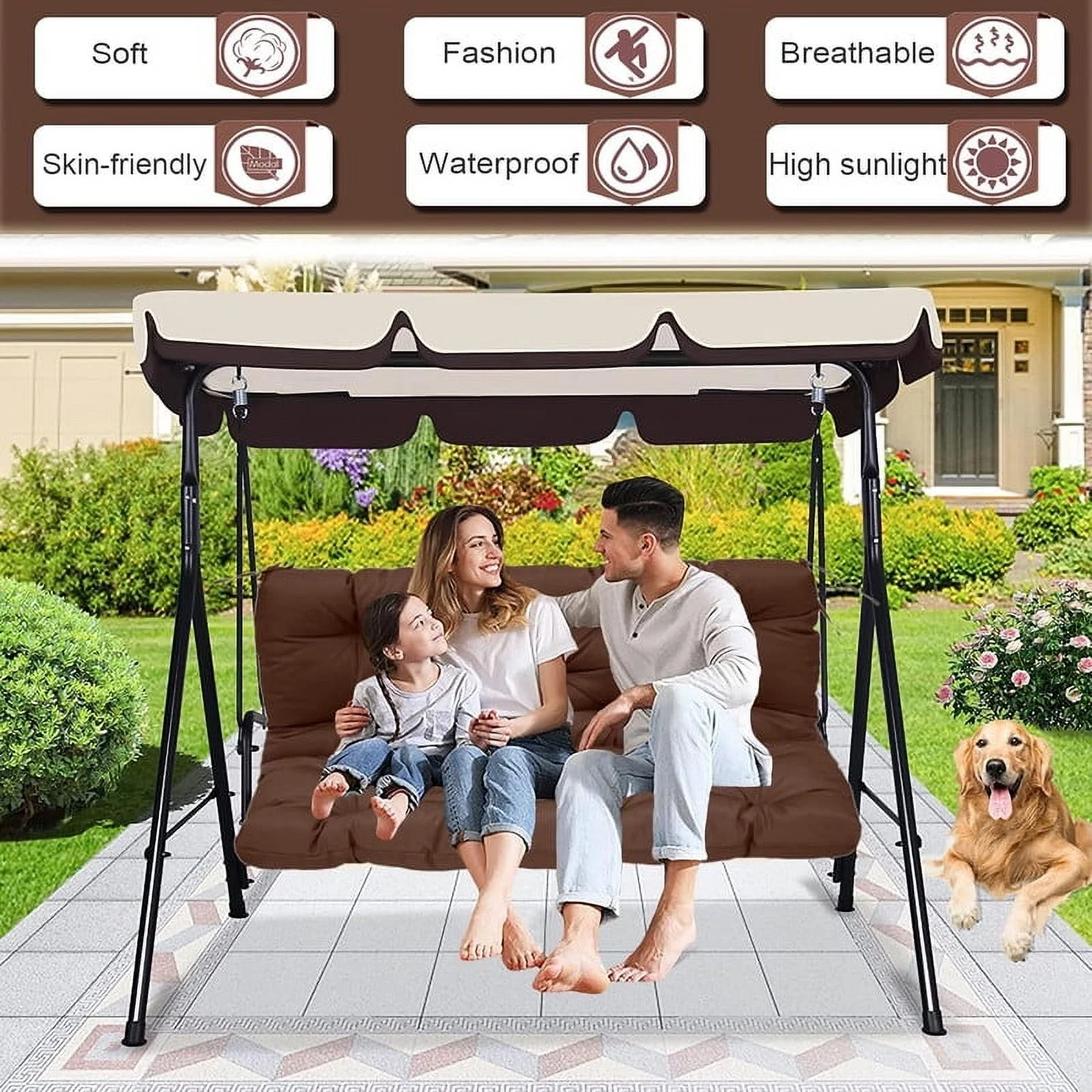 Replacement Cushions for Swing, Waterproof Porch Swing Cushion, 2-3 Seat Outdoor Bench Cushion with Backrest for Patio Furniture Garden Porch Loveseat Glider Pad (Sky Blue 70*40in)