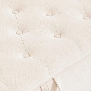 Furniliving Modern Storage Ottoman Bench, Sherpa Ottoman End of Bed Bench with Solid Wood Legs Upholstered Ottoman Benches with Storage Indoor Bench for Living Room with Rolled Arm, Entryway, White