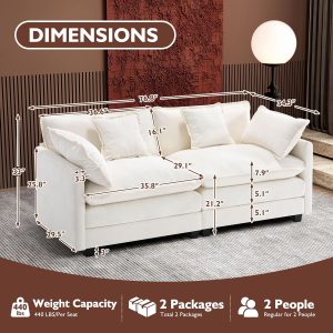 Ihanherry 146" U-Shaped Modern Sofa Modular Sectional Cloud Couch with 2 Ottoman, 6-Seat Chenille Deep Seat Sofa with 6 Pillows for Living Room, Bedroom and Apartment, Grey
