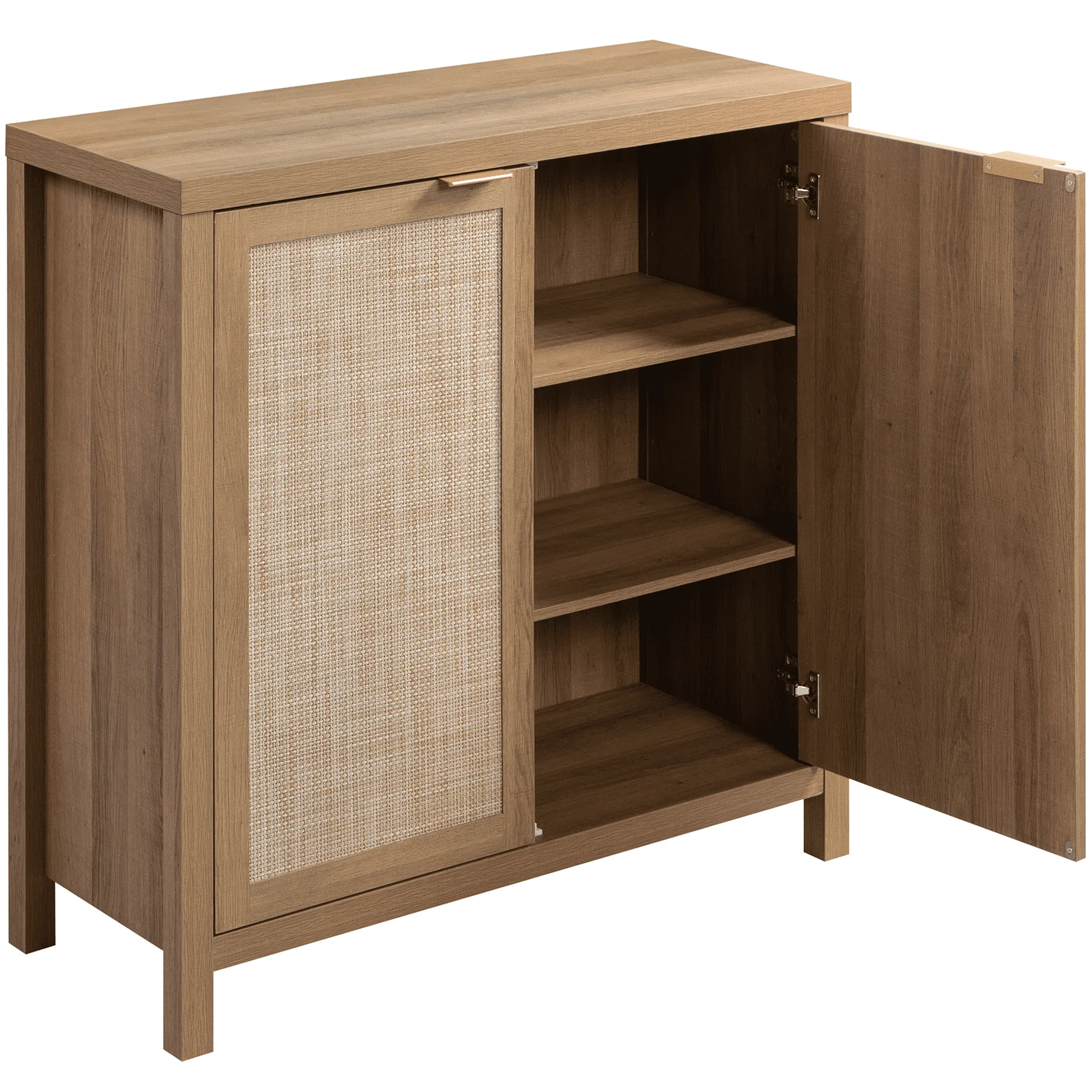 Sanspredet Sideboard Buffet Cabinet Set of 2, Rattan Cabinet with Doors Farmhouse Kitchen Storage Cabinet, Boho Liquor Cabinet Accent Cabinet