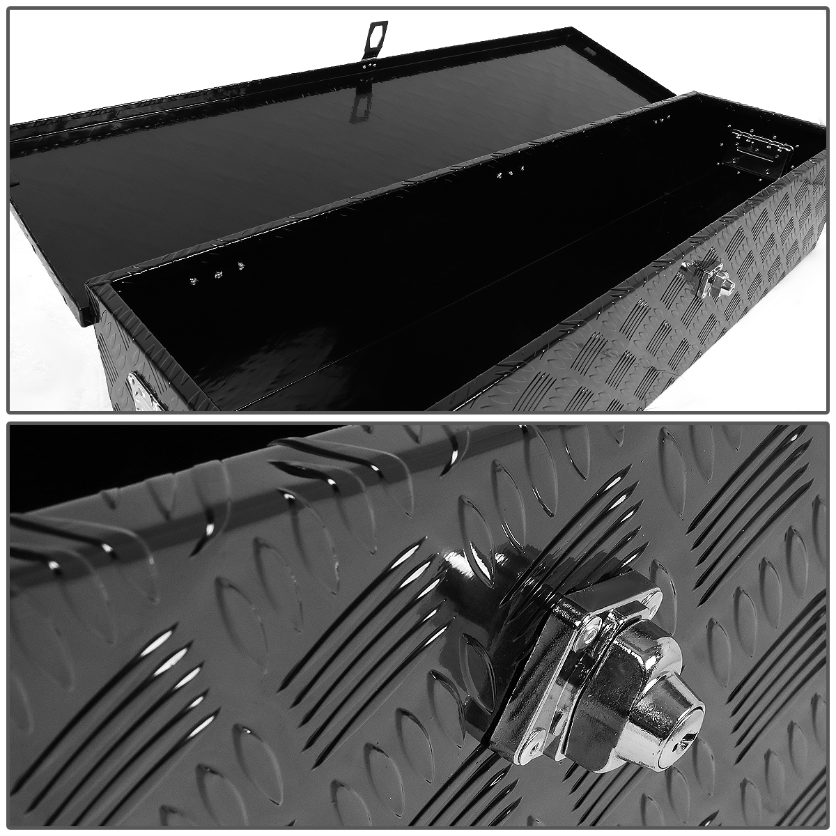 DNA Motoring 49"x13"x10" Aluminum Pickup Truck Bed Trailer Storage Tool Box w/Key Lock (Black)