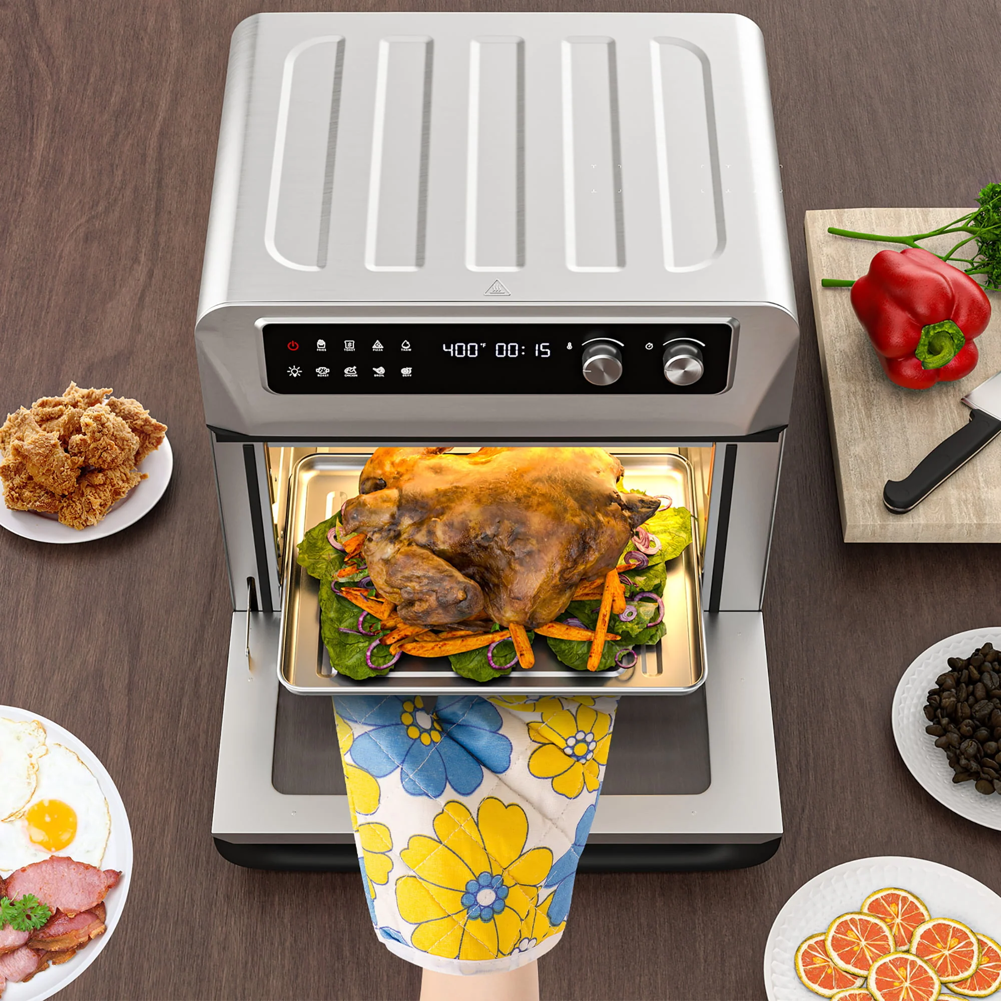 Costway 21QT Convection Air Fryer Toaster Oven 8-in-1 w/ 5 Accessories & Recipe