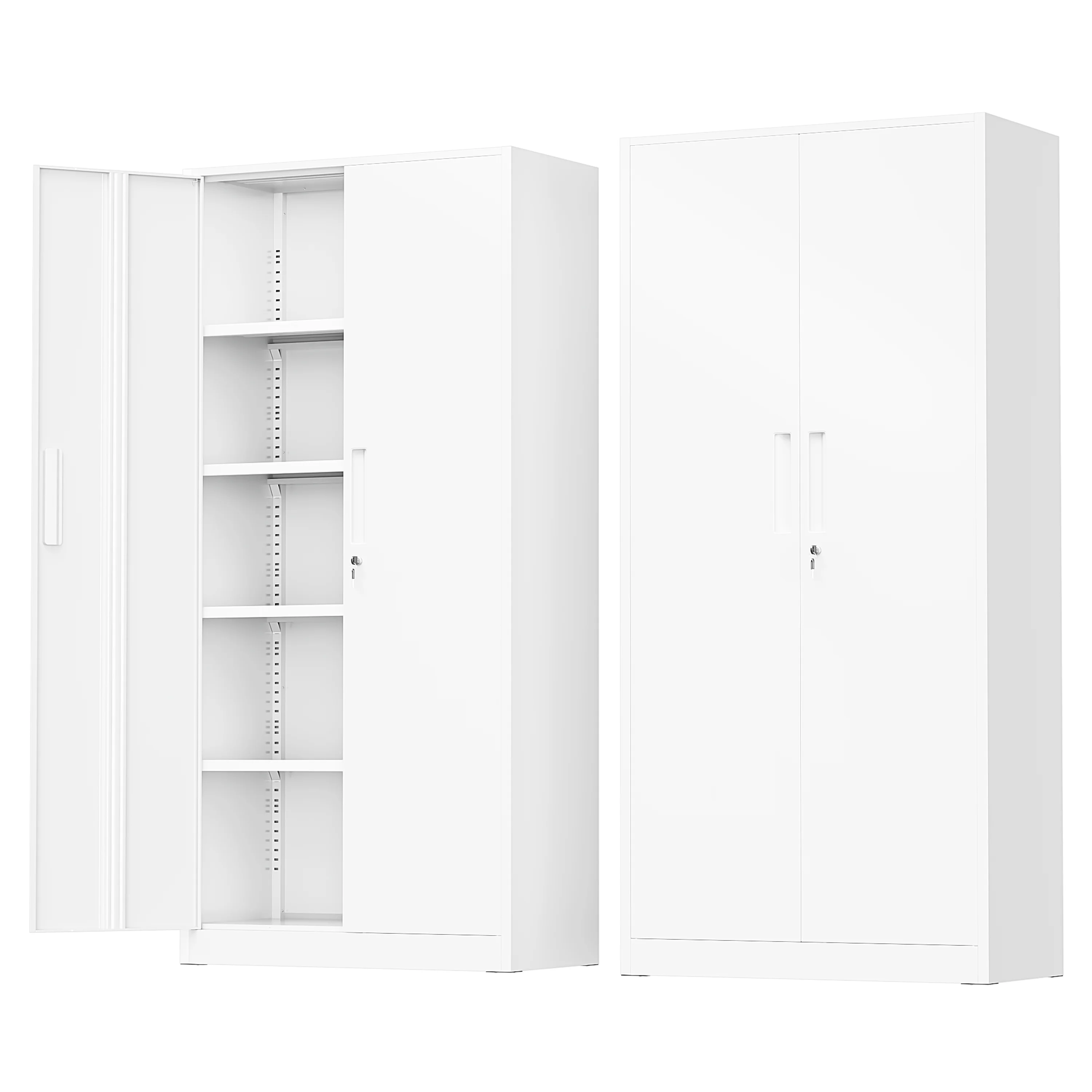 SUNCROWN 71 In Metal Storage Garage Cabinets with Locking Doors and Adjustable Shelves, Steel Storage Cabinet for Garage, Office, Classroom, Assemble Required(Black)