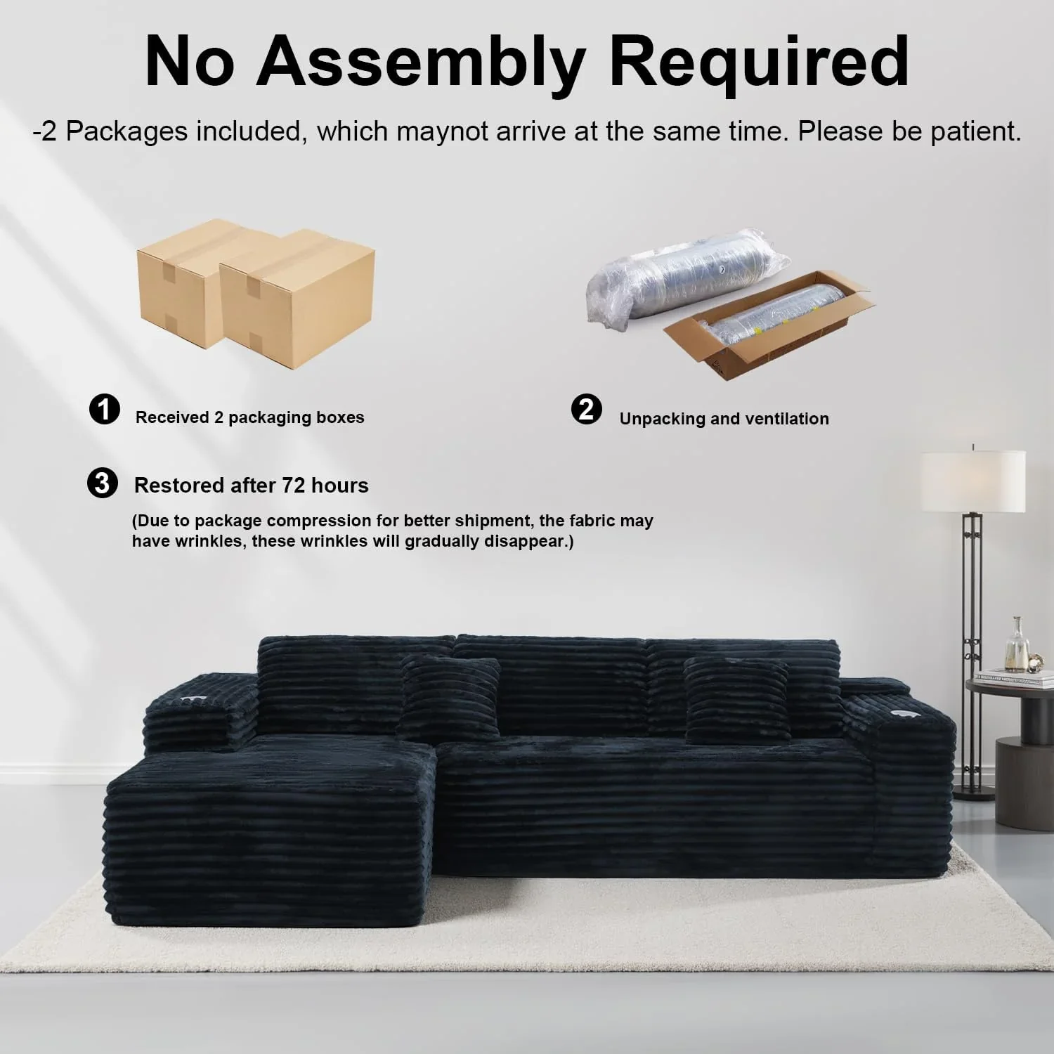 Cloud Sectional Couch with L-Shape Chaise Modern Modular Sofa Deep Seat Built-in Cup Holder