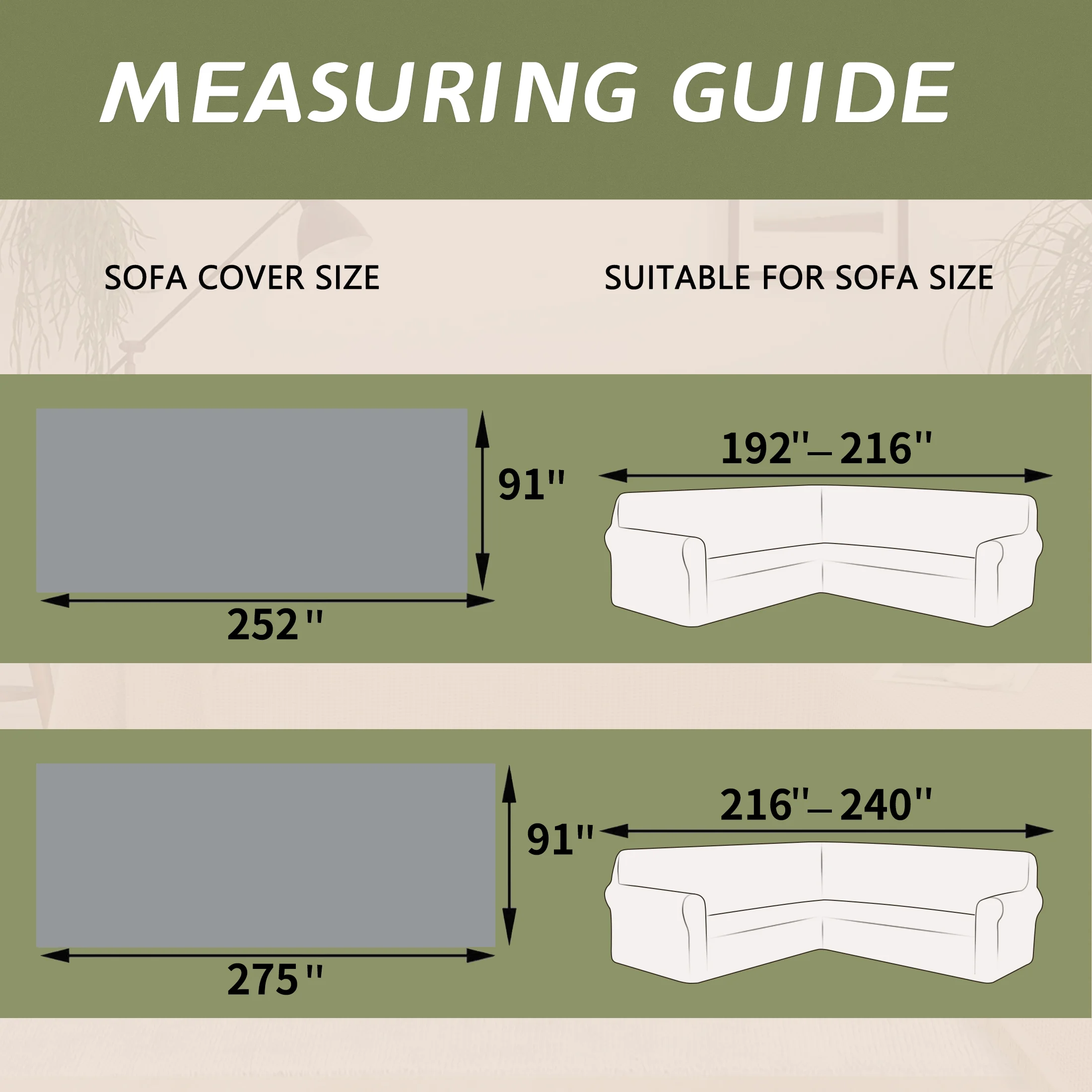 HDCAXKJ Washable L Shape Sofa Covers Reversible Sectional Couch Covers Corner Sofa Slipcovers Blankets Sofa Cover for Living Room Home Decor,91"x252",Gray