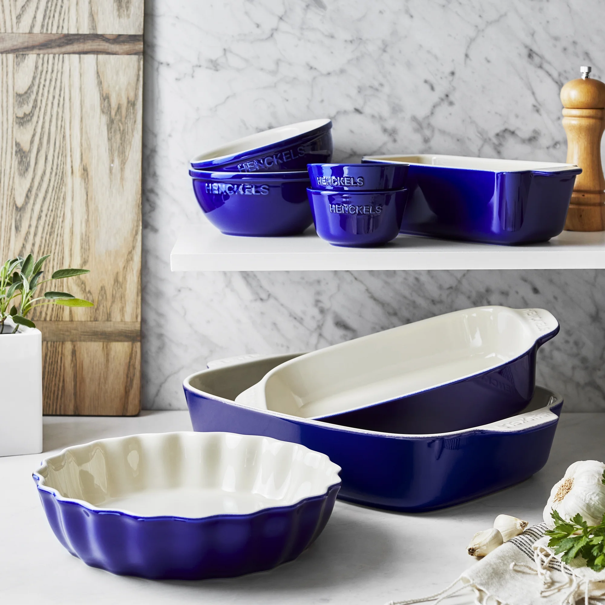 Henckels Ceramic 8-pc Mixed Bakeware & Serving Set - White