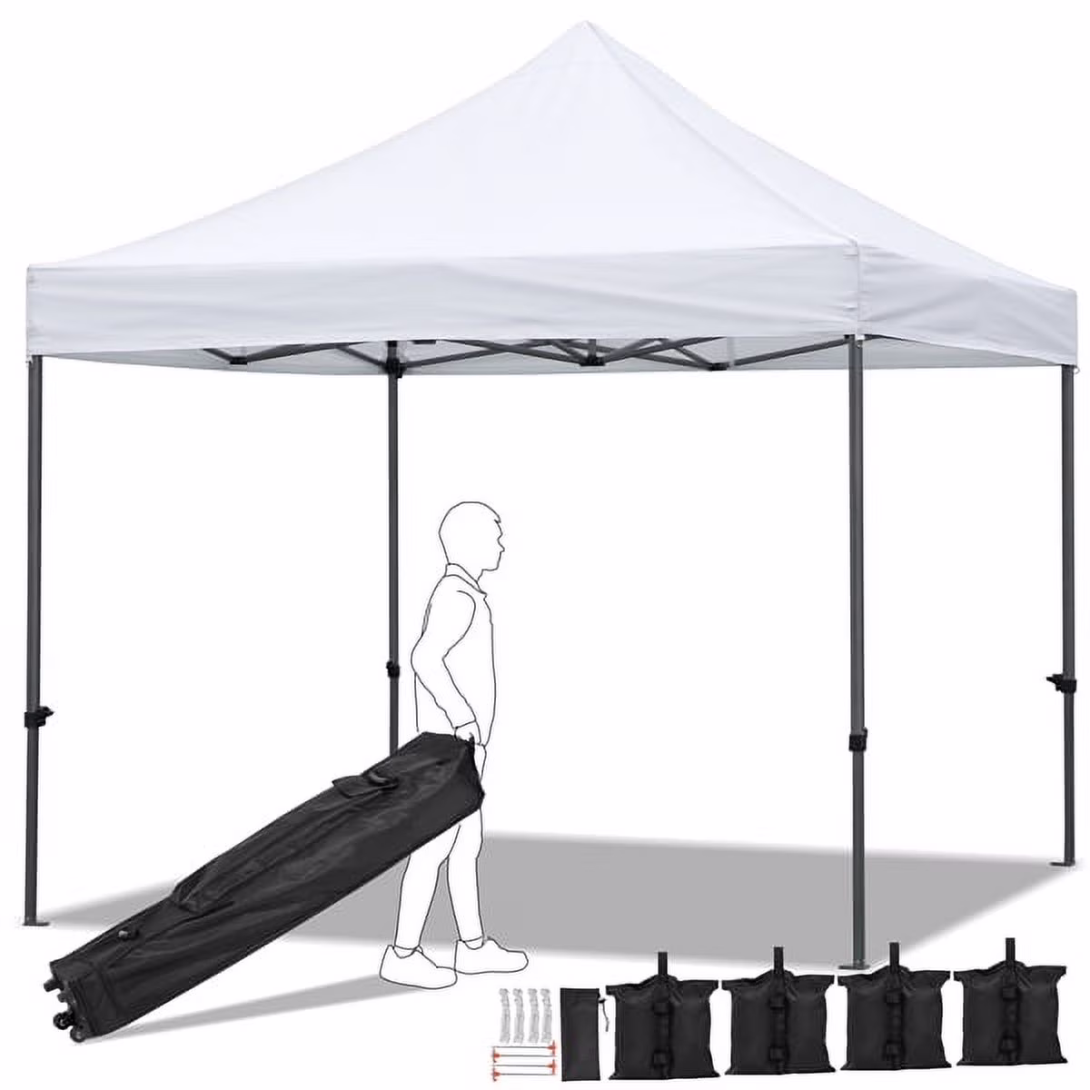 Alden Design Adjustable 10' x 10' Commercial Pop-up Canopy with Wheeled Carry Bag, Blue