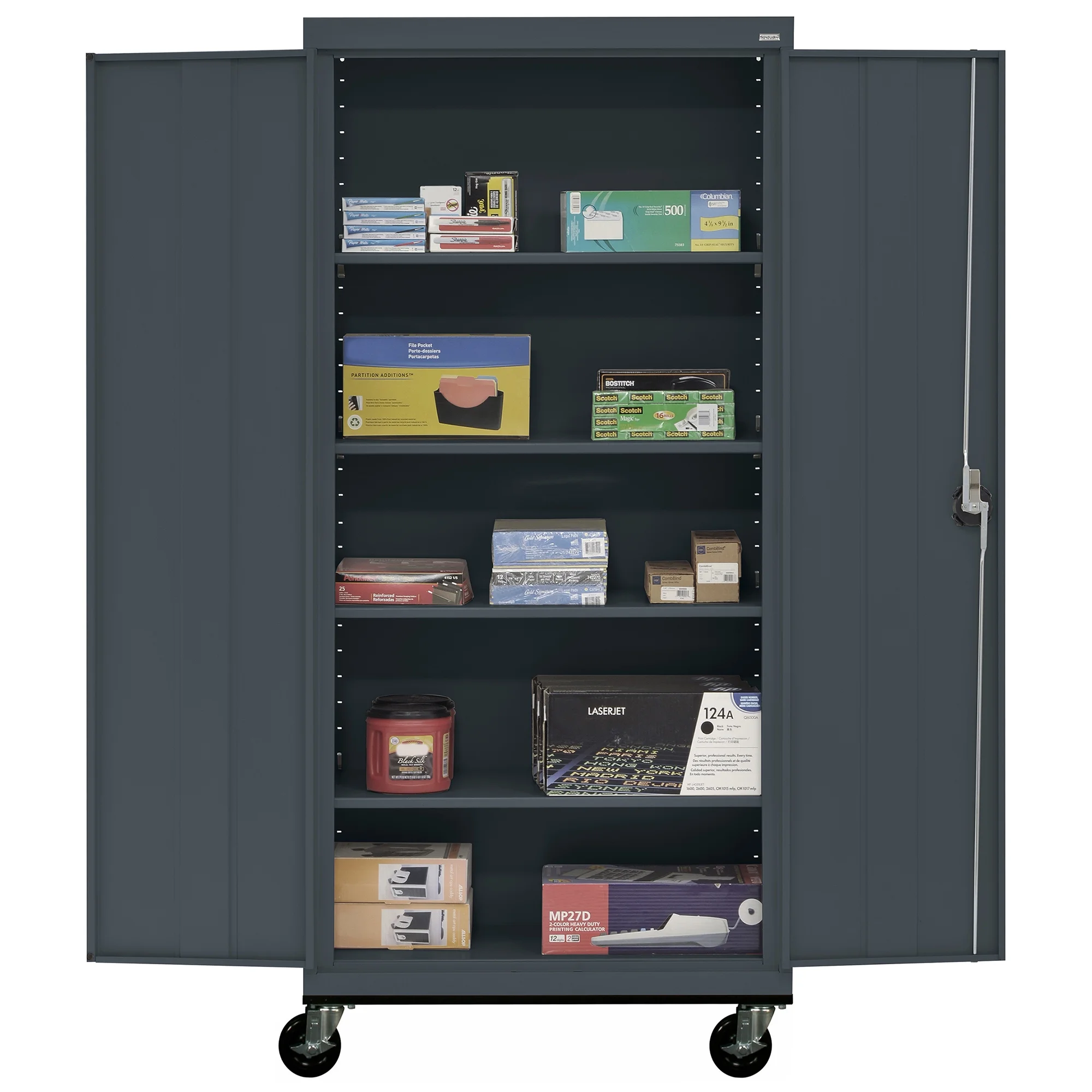 Sandusky Lee 20-Gauge Welded Steel Mobile Garage Storage Cabinet with Wheels, Charcoal