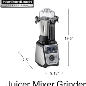Hamilton Beach Professional 4-in-1 Juicer Mixer Grinder, Commercial-Grade 1400 Watt Motor, 120V, 3 Leakproof Jars, For Wet and Dry Spices, Chutneys and Curries, Engineered in India & USA (58770)