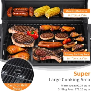3-Burner Propane Gas Grill with 30,000 BTU Output - Double-layer Stainless Steel Grill Lid, Cast Iron Cooking Grids, Easy-Clean Grease Management & Even Heat Distribution for Perfect BBQs