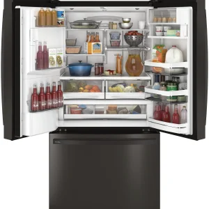 GE Appliances PFE28KBLTS 36 Inch French Door Refrigerator Black Stainless Steel