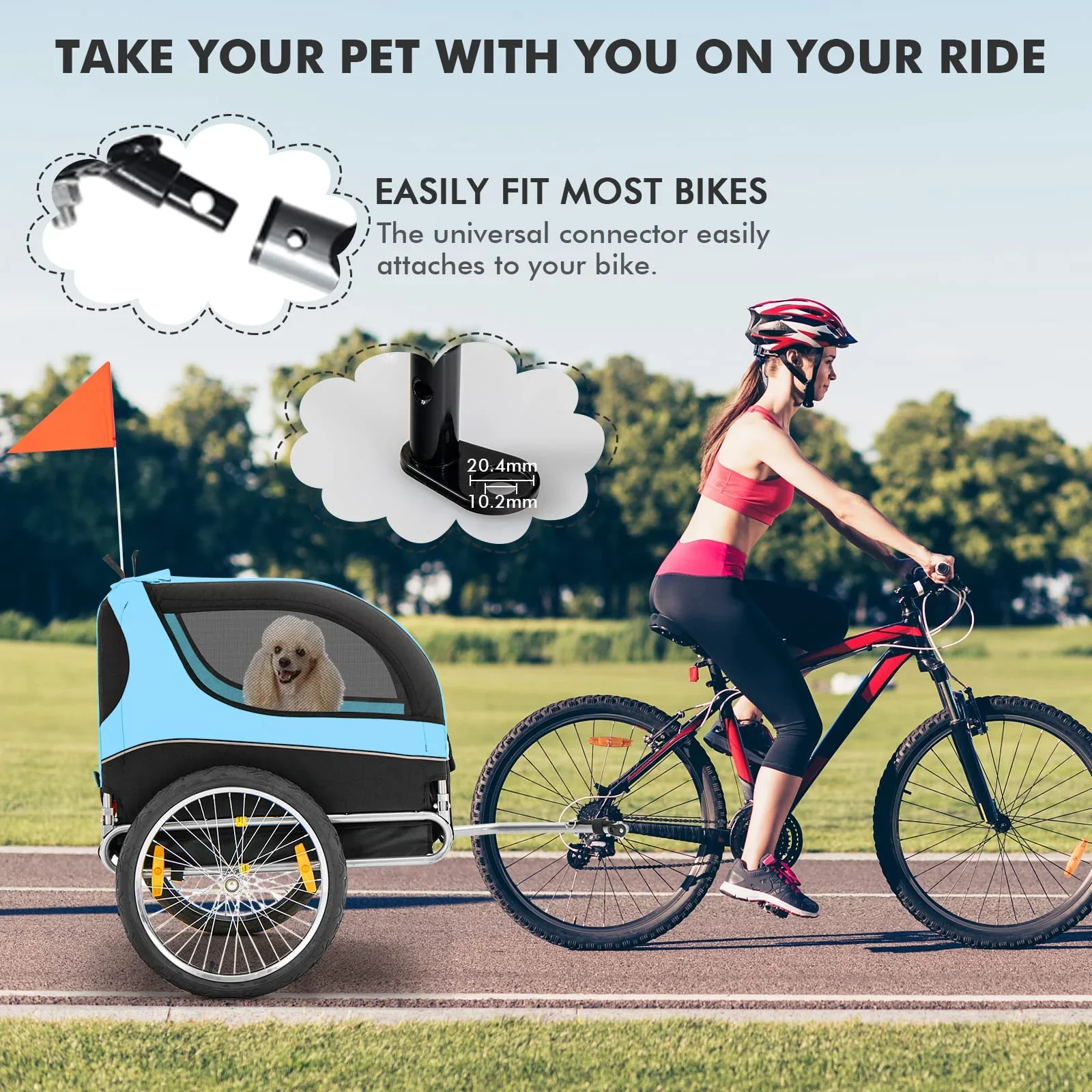 Pet Bike Trailer Holds 40kg Bicycle Trailer for Small & Medium-Sized Dogs