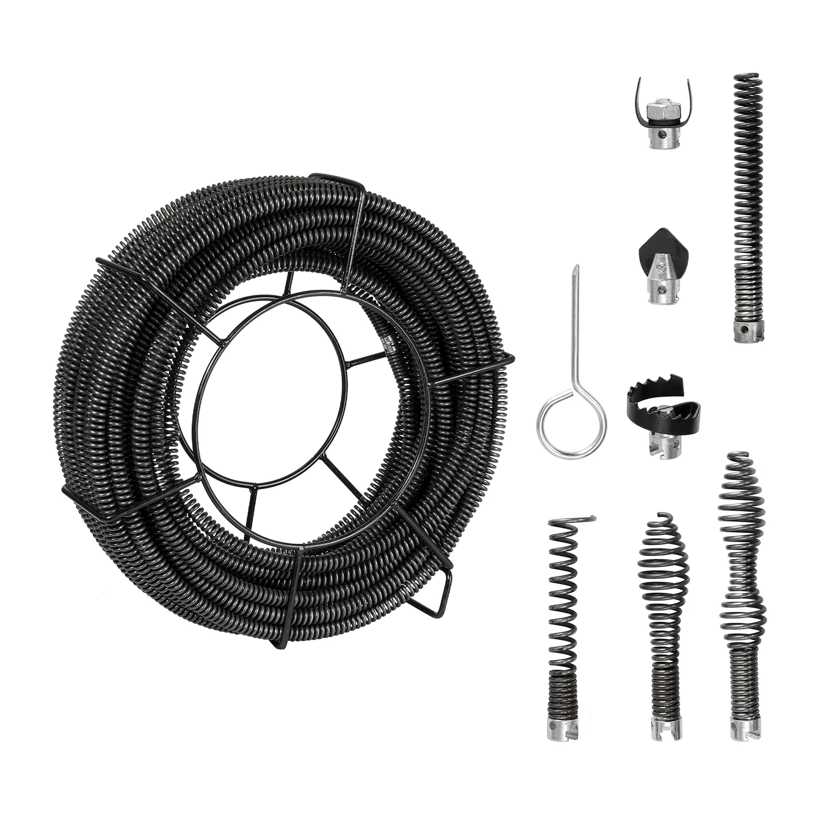 KFFKFF 100FTx5/8In & 7 Cutouts Drain Cleaning Cable for 0.8"-3.9" Pipes