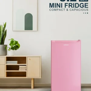 Upstreman 3.2 Cu.Ft Mini Fridge with Freezer, Single Door Mini Fridge, Dorm Fridge, Adjustable Thermostat, Mini Refrigerator for Bedroom, Office, Dorm, Black-BR321