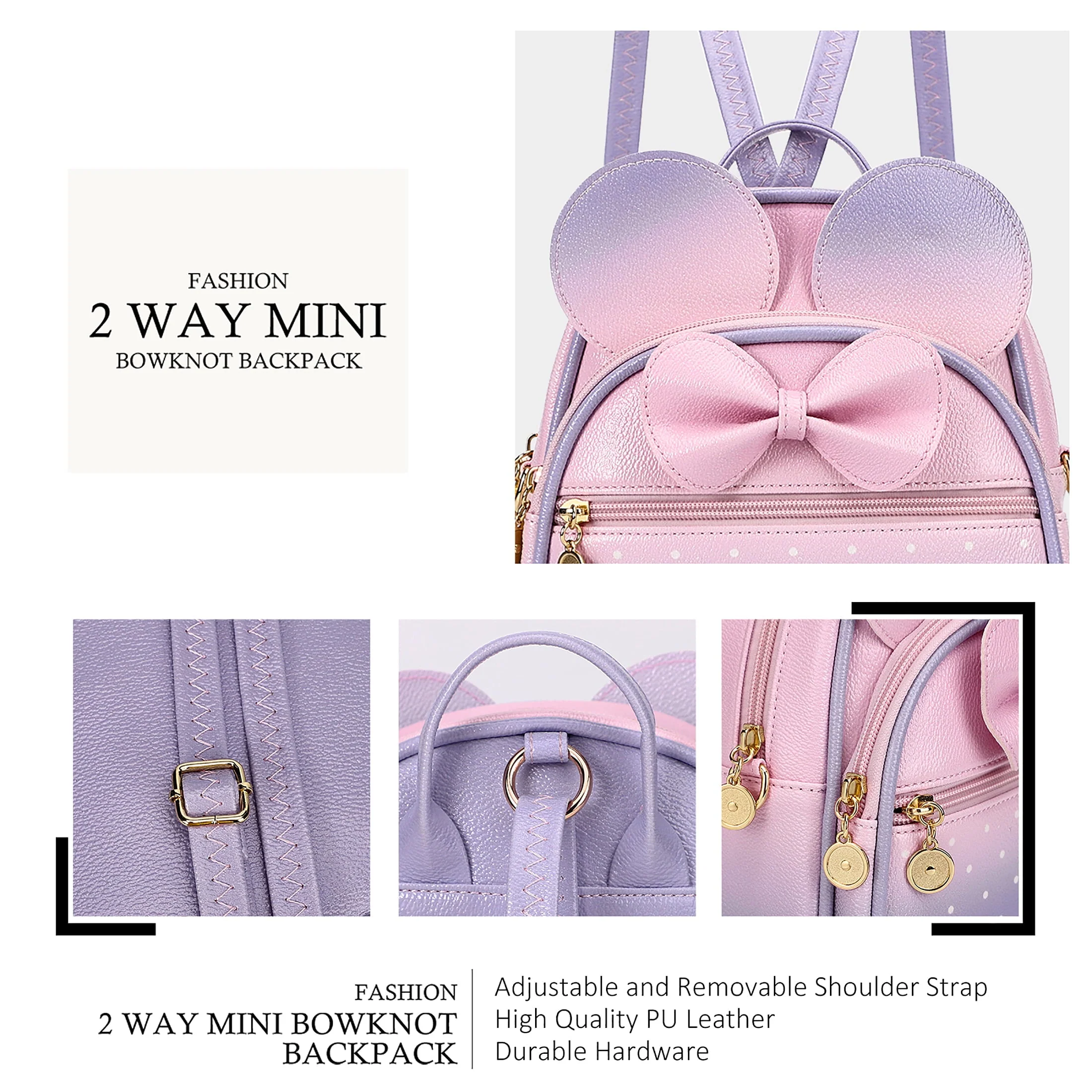 KL928 Women Girls Gradient Fashion Backpack Purse Women's Mini Quilted Zipped Backpack Christmas Gifts