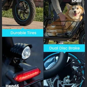 Electric scooter for adults with large center basket