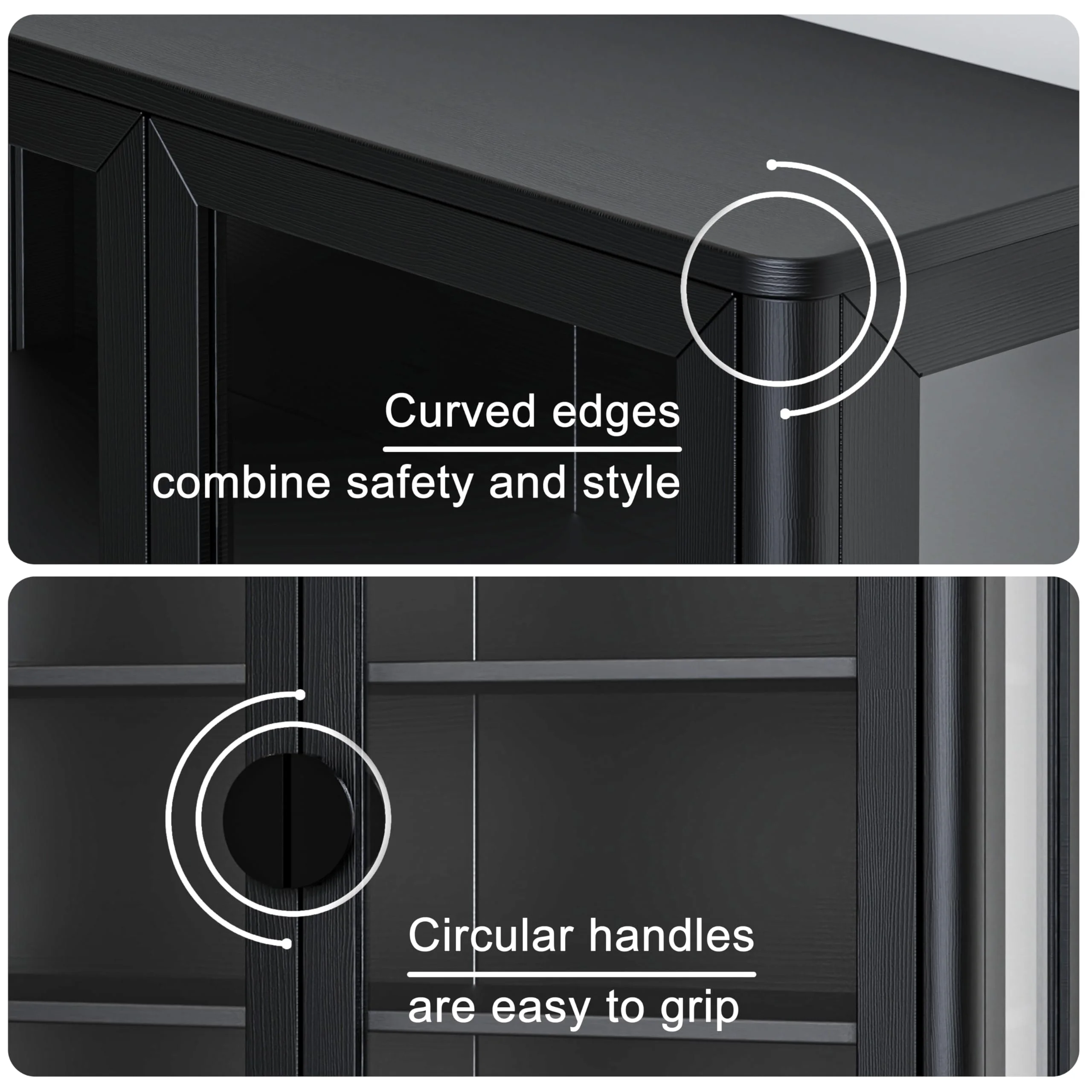 POLIHOME Display Wall Cabinet with Tempered Glass Doors-Storage Cabinet with Adjustable Shelves