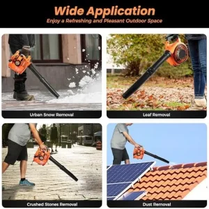 Handheld Gas Blower, 2-Stroke Gas Powered Leaf Blower, 750W 25.4cc Gasoline Grass Sweeper for Lawn Care, Snow Blowing & Yard Cleaning, Heavy Duty Grassland Cleaning Machine