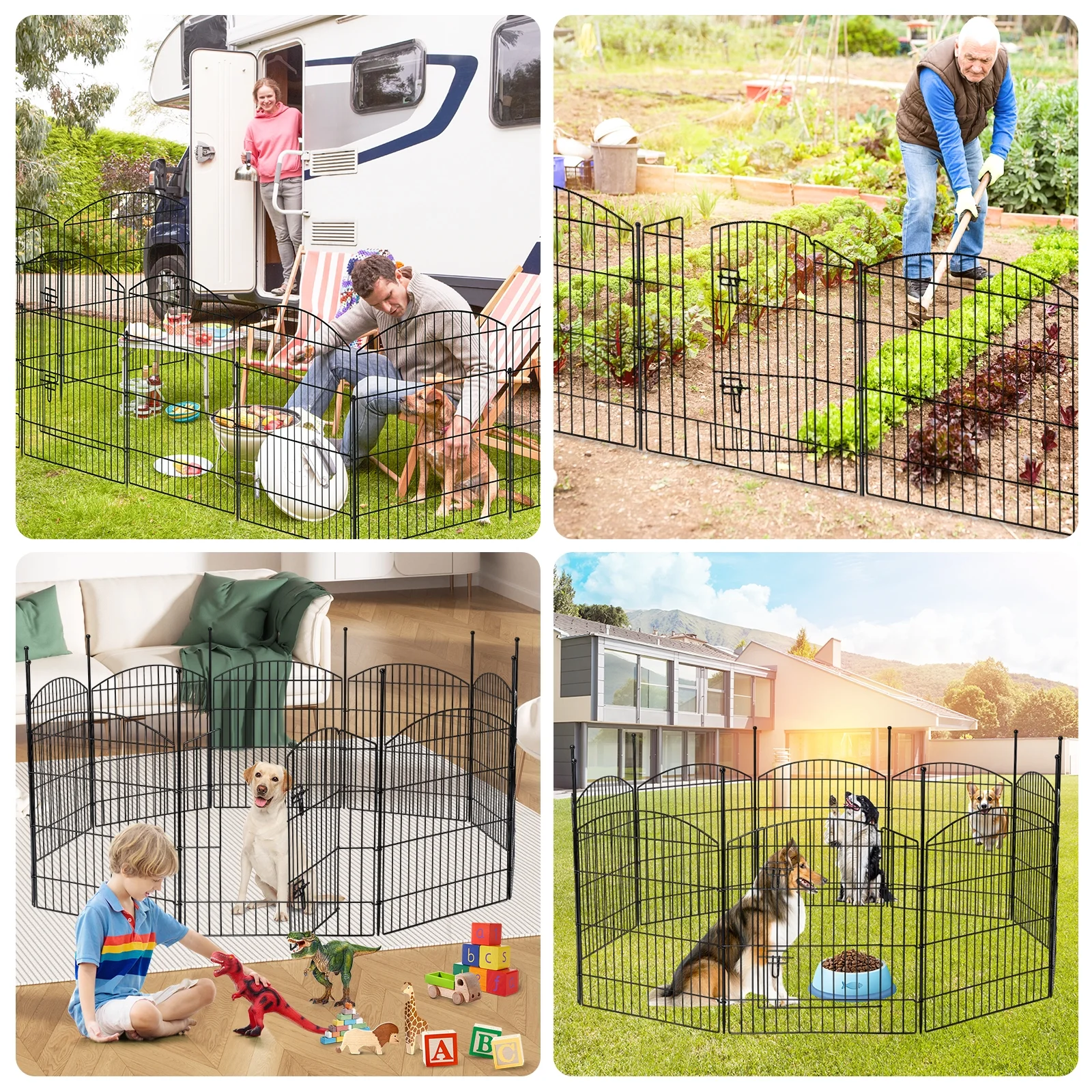 BSHAPPLUS® Garden Fence 10 Pack ,33in (H) x 24ft (L) Metal Fence,Rustproof Decorative Fence,Animal Wire Fence,Wrought Iron Fence, Outdoor Picket Fencing No-Dig for Yard, Lawn and Patio Borders