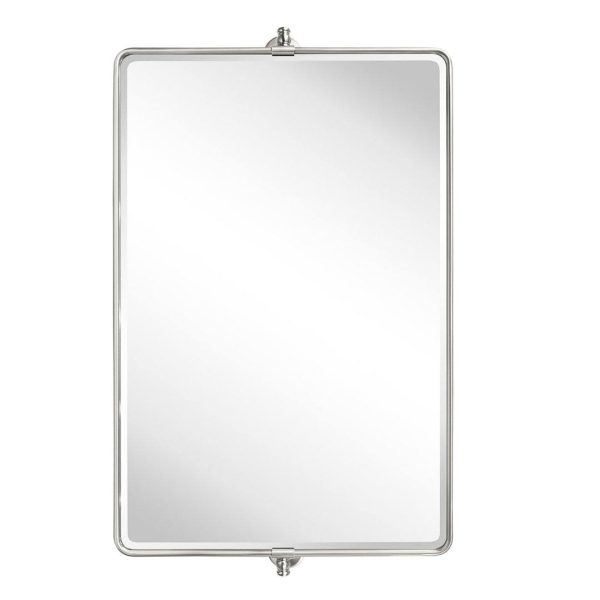 Lutalo Horizontal Beveled Bathroom / Vanity Mirror Mercer41 Finish: Brushed Nickel, Size: 24" x 38"