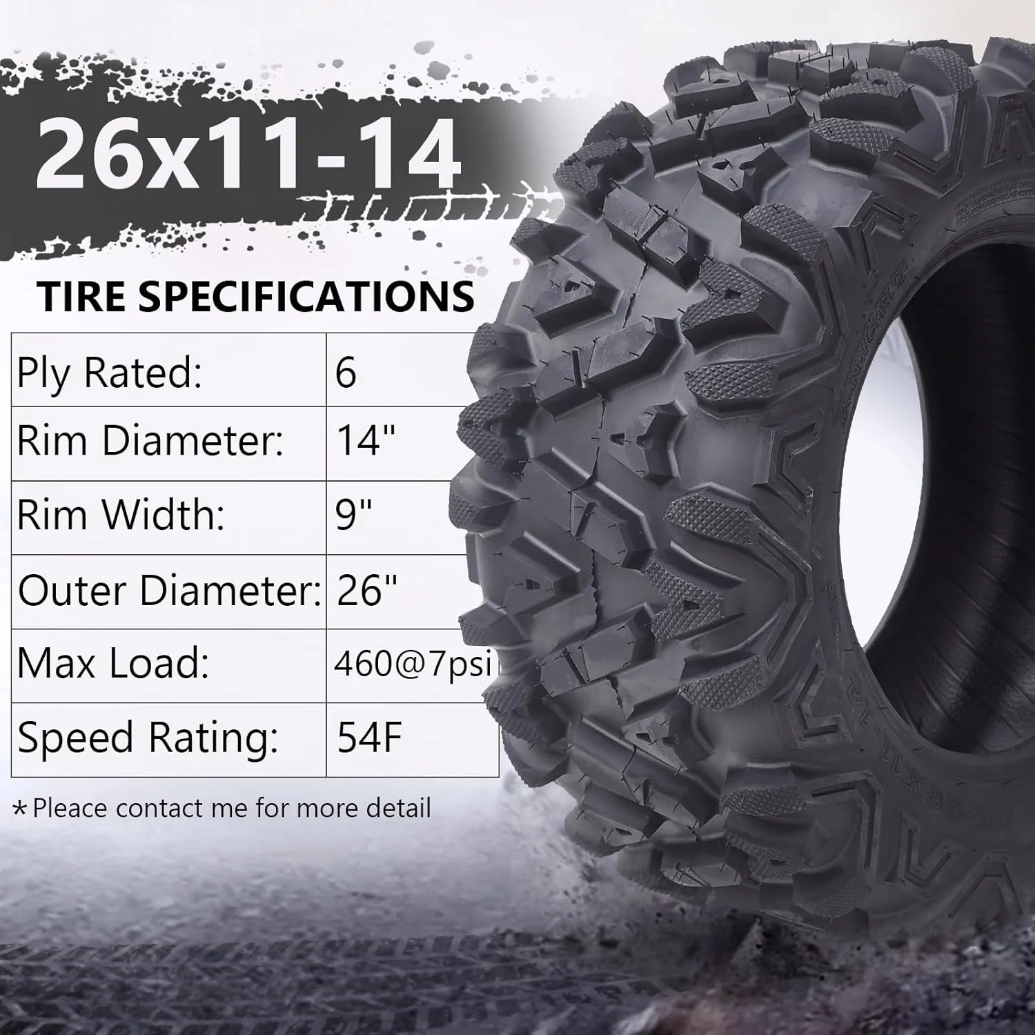 26x12x12 Atv Tires, Set of 2 Atv Tires 26x12-12 6PR, All Terrain Atv/Utv Off-Road Tires, Black