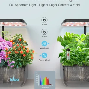 iDOO 12 Pods Indoor Garden Kit, Hydroponics Growing System, Smart Herb Garden Planter With LED Grow Light