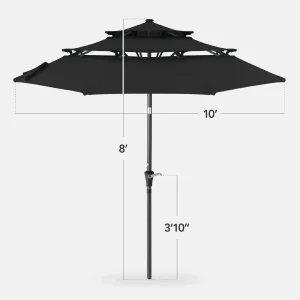 Best Choice Products 10ft 3-Tier Patio Umbrella, Market Sun Shade w/ Tilt Adjustment, Easy Crank - Red