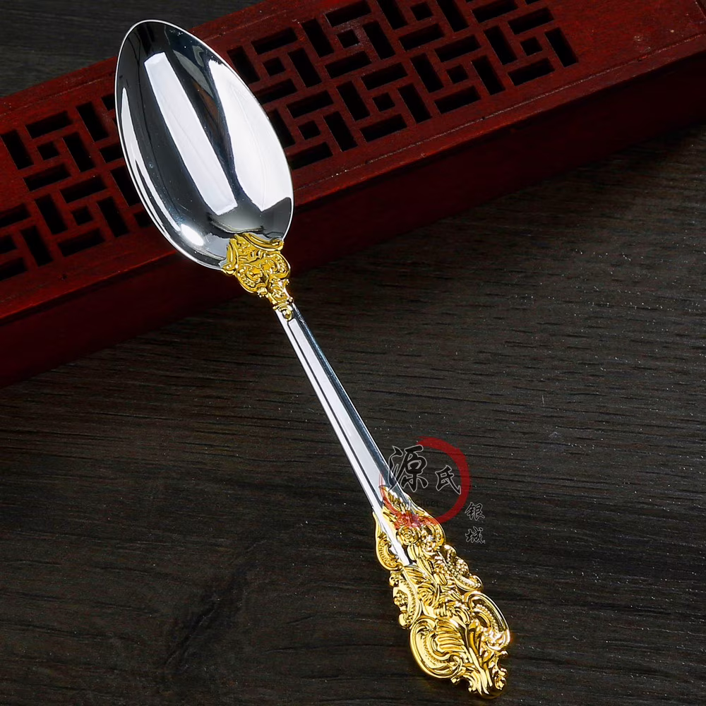 Solid Silver Chopsticks 999 Sterling Silver Household Snowflake Silver Sterling Silver Tableware Wedding and Birthday Gifts