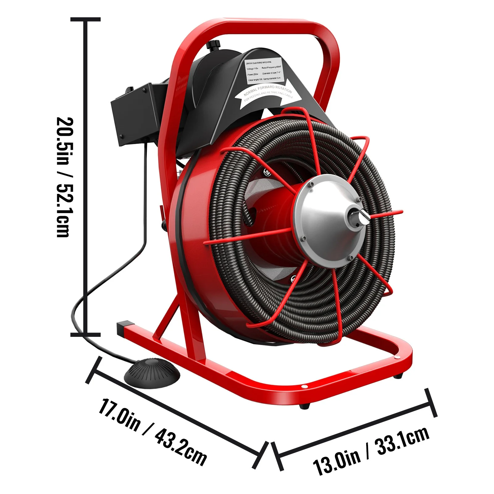 BENTISM Drain Cleaner 50'-100' Drain Cleaning Machine Snake Sewer Clean w/ Cutters[50ft x 3/8in Light(open type)]