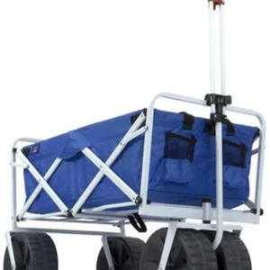 Mac Sports Heavy Duty Collapsible Folding All Terrain Utility Beach Wagon Cart Blue/Black