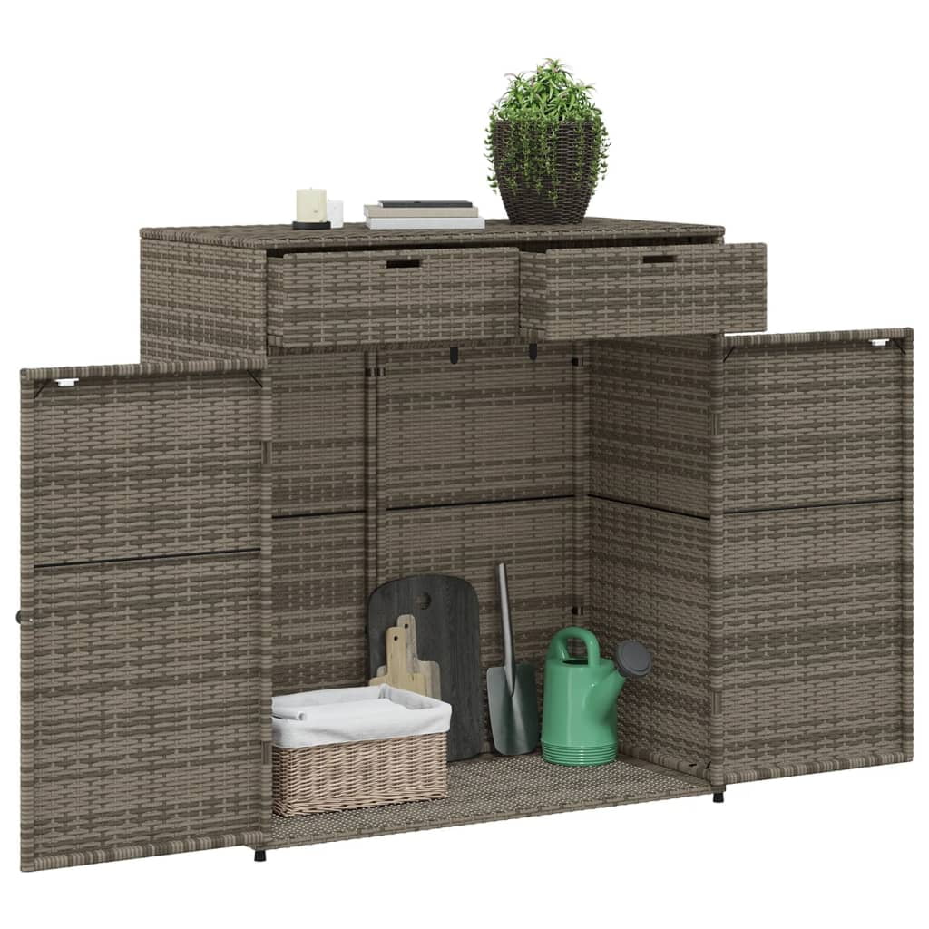 vidaXL Patio Storage Cabinet, PE Rattan Beige, 21.70 x 21.70 x 43.70 in