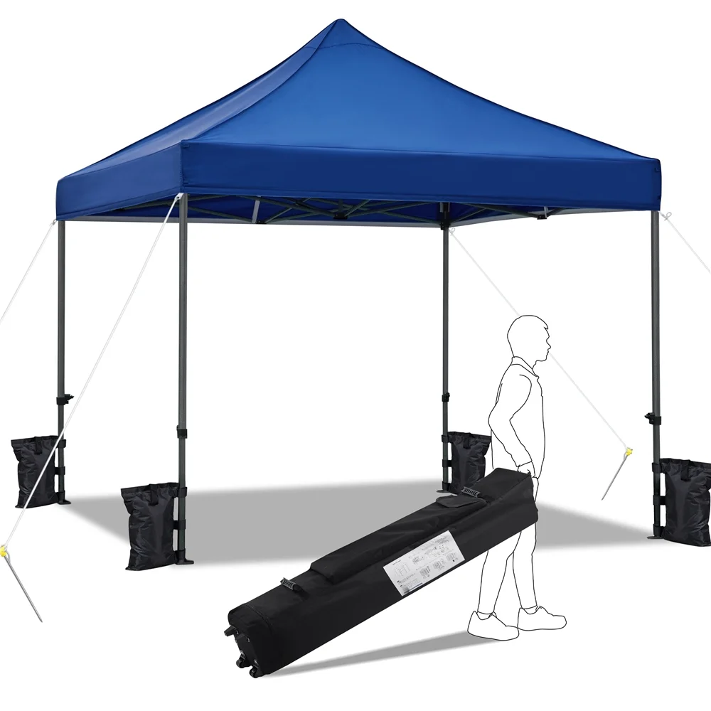 Alden Design Adjustable 10' x 10' Commercial Pop-up Canopy with Wheeled Carry Bag, Blue