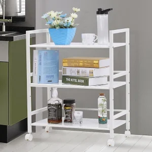 Zimtown 3-Tier Utility Cart Mesh Rolling Storage Cart Kitchen Storage on Wheels