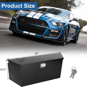 Comfor 26.5 x 12 x 11.8 inch Trailer Tongue Box with Handled-Lock Black Steel Heavy Duty Underbody Truck Box Truck Storage Organizer for Pick Up, Trailer
