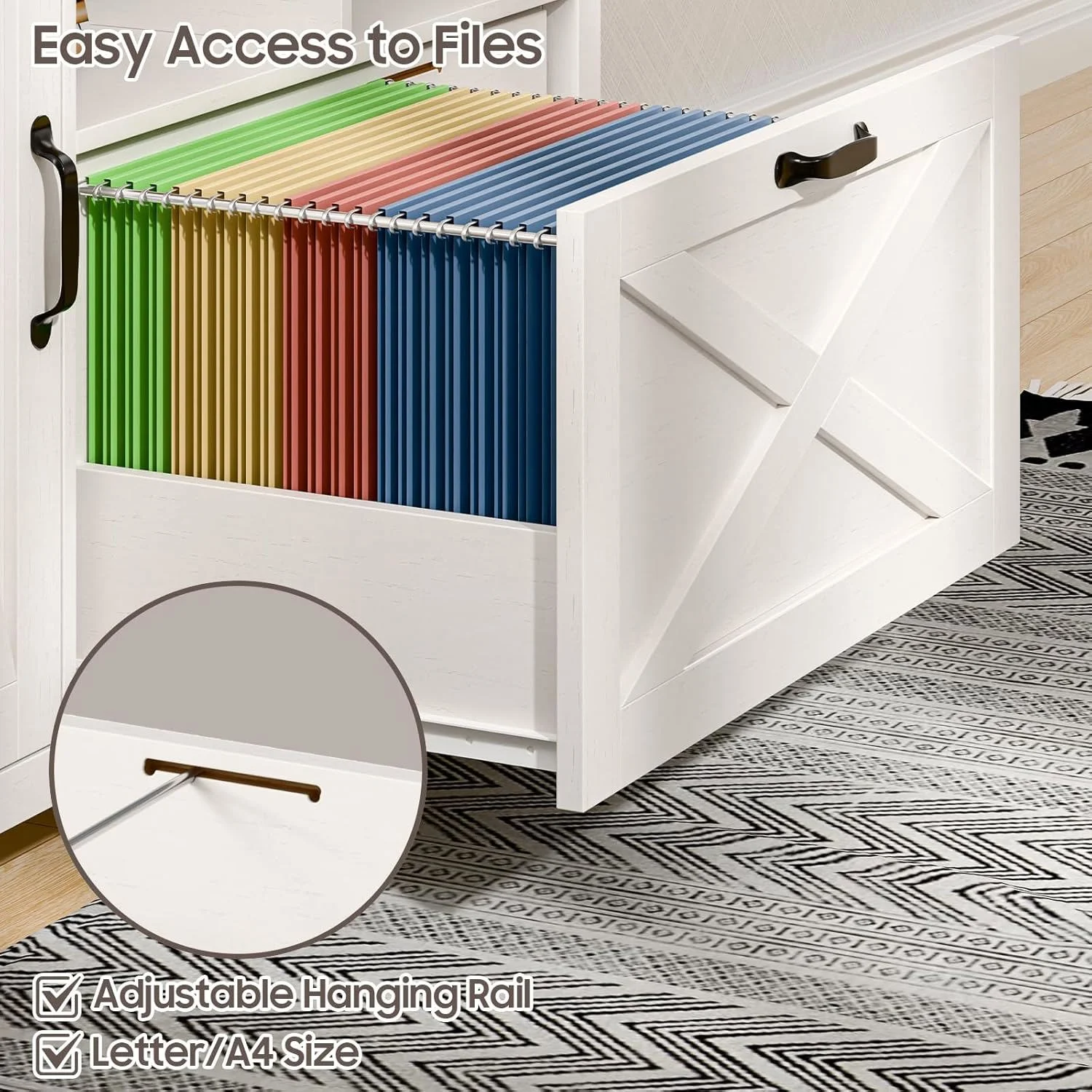 Vabches 2 Drawer Lateral File Cabinet,Mobile Wood office Cabinet for Home Office,Printer Stand with Open Storage Shelves.
