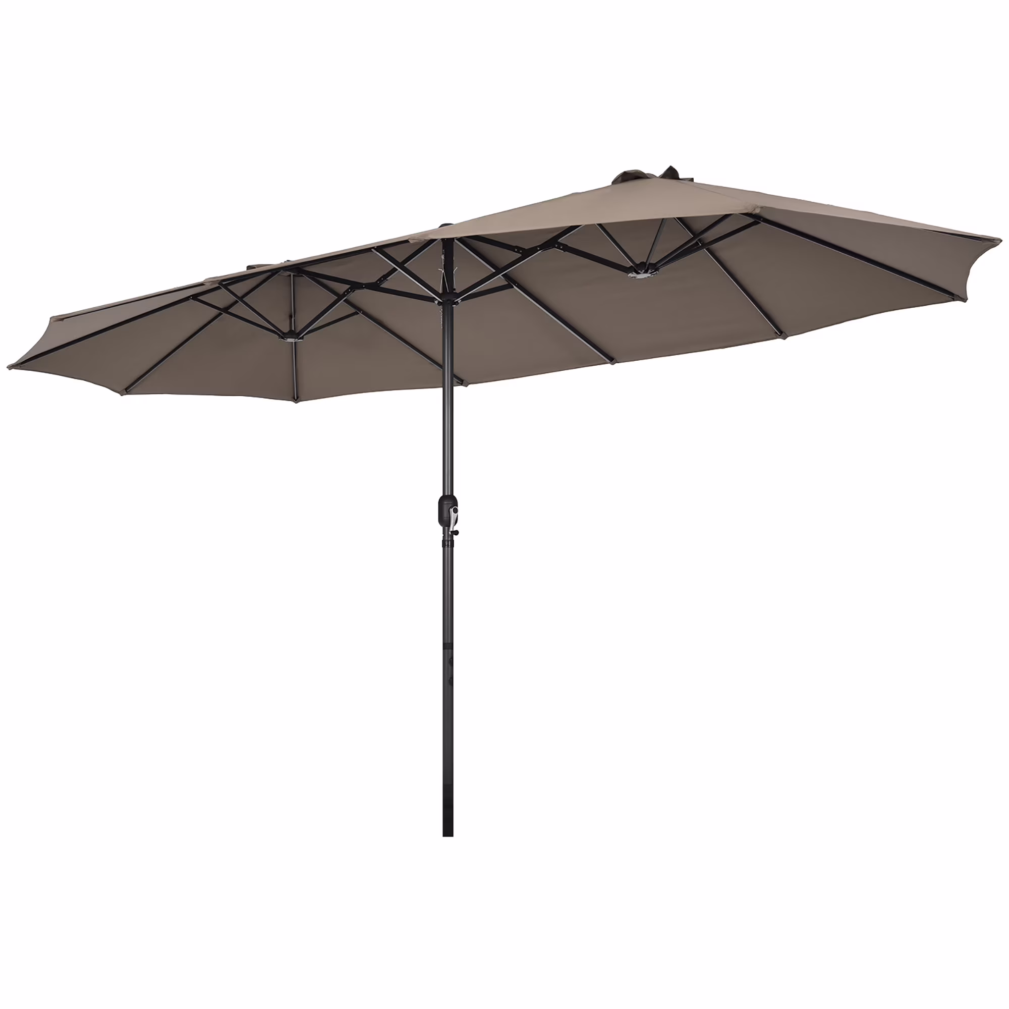 Costway 15ft Beige Patio Double-Sided Umbrella, Crank Lift