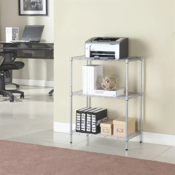 QXDRAGON 23" x 13" x 32" Bakers Rack, 3-Tier Heavy Duty Kitchen Food Storage Shelf, Adjustable Height Metal Shelving, Sturdy Bookshelves for Living Room, Office, Dorm, Garage, Grill Area, Backyard