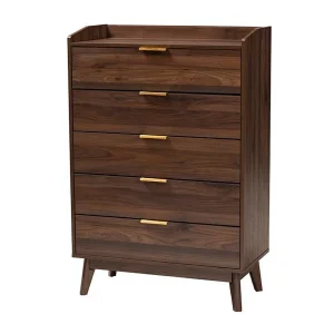 Baxton Studio Lena Mid-Century Modern Walnut Brown Finished Wood 3-Piece Storage Set