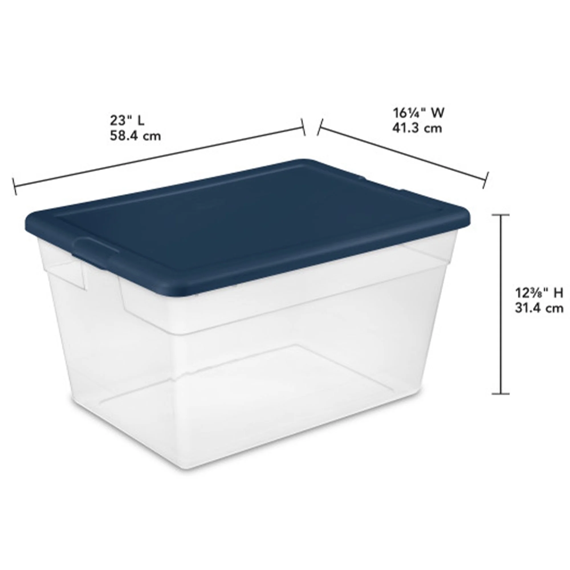 Sterilite 24 Pk Storage Tote Container, 56 Qt, Clear, Mindful Mint Lid