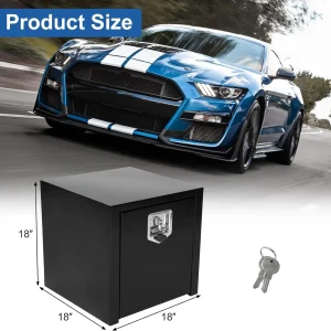 Comfor 26.5 x 12 x 11.8 inch Trailer Tongue Box with Handled-Lock Black Steel Heavy Duty Underbody Truck Box Truck Storage Organizer for Pick Up, Trailer