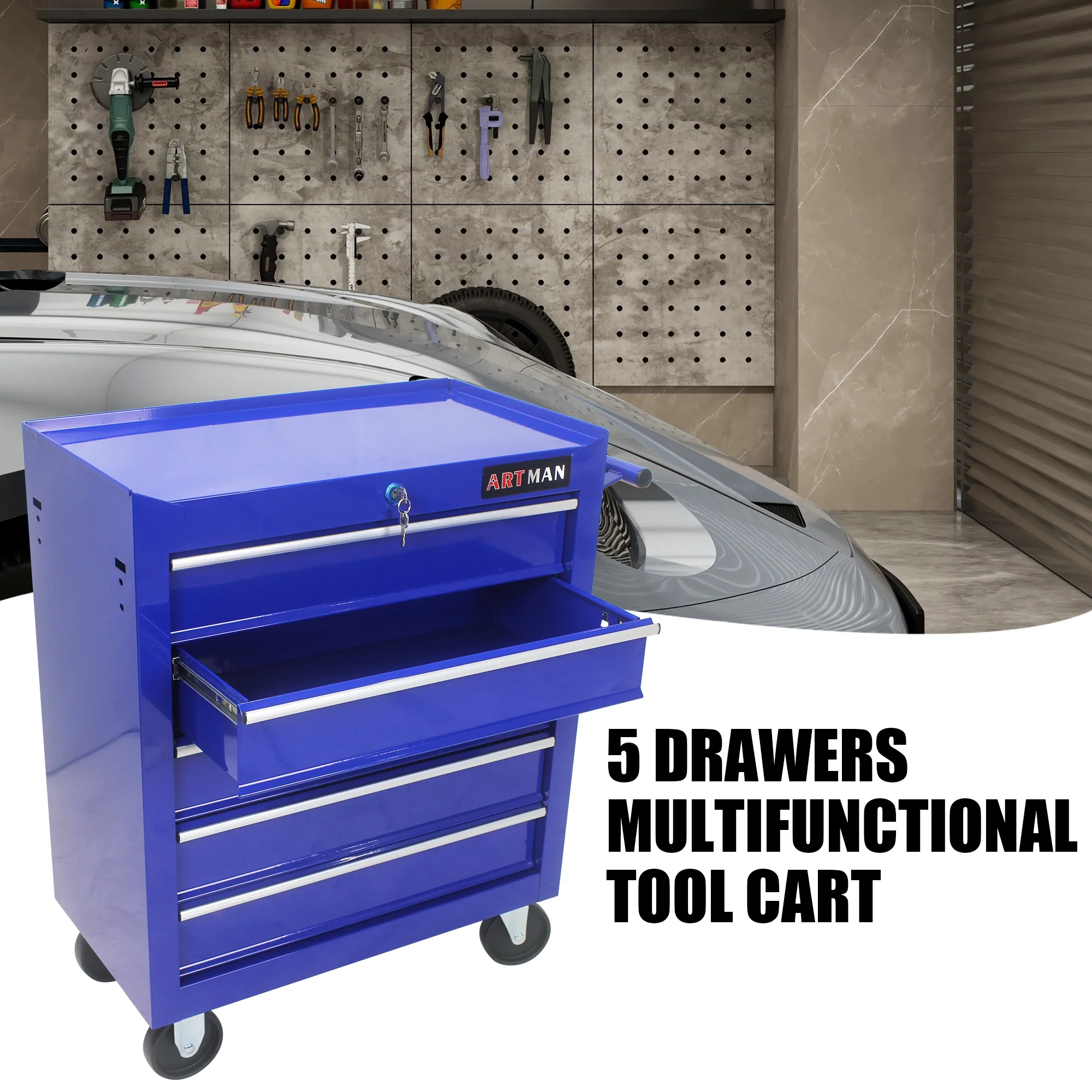 ARTMAN 5 Drawer Rolling Tool Chest, Tool Storage Cabinet with Wheels and Drawers for Garage Warehouse