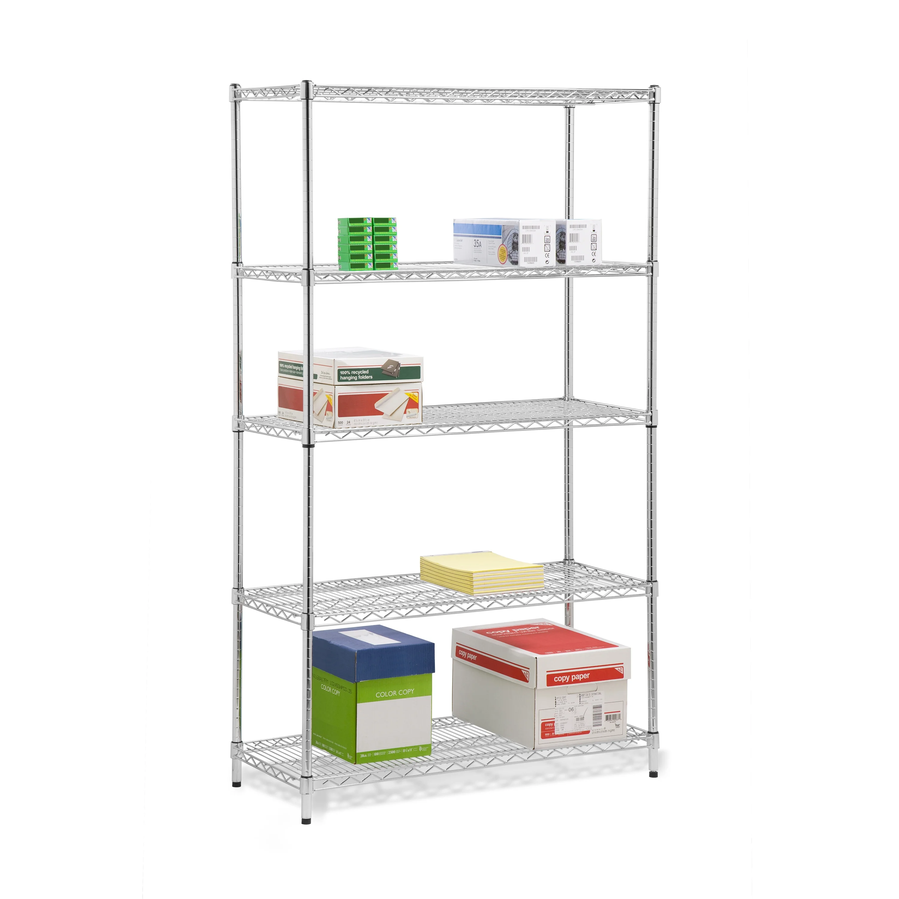 Honey-Can-Do 5-Shelf Steel Adjustable Storage Shelves, Chrome, Holds up to 800 lb per Shelf